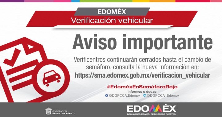 CONTINÚA SUSPENSIÓN PARA SERVICIO DE VERIFICACIÓN EN EL ESTADO DE MÉXICO
