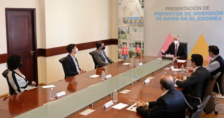 SOSTIENE ALFREDO DEL MAZO REUNIÓN CON DIRECTIVOS DE BAYER MÉXICO; ANUNCIAN INVERSIÓN POR MIL MILLONES DE PESOS EN PLANTA LERMA