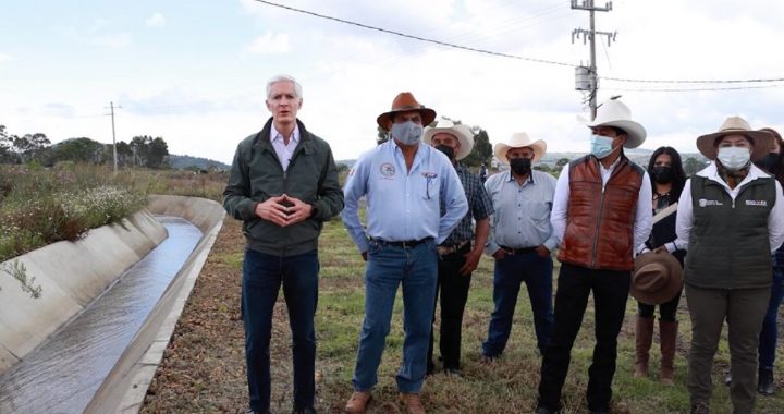 ENTREGA ALFREDO DEL MAZO INFRAESTRUCTURA HIDROAGRÍCOLA QUE PERMITIRÁ UN MEJOR APROVECHAMIENTO DE AGUA A MÁS DE 13 MIL PRODUCTORES