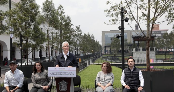 ENTREGA ALFREDO DEL MAZO LA RENOVACIÓN DE LA PLAZA GONZÁLEZ ARRATIA QUE FORMA PARTE DEL LEGADO PARA LAS FAMILIAS MEXIQUENSES EN RECUPERACIÓN DE ESPACIOS PÚBLICOS