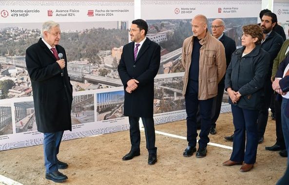 El Presidente Andrés Manuel López Obrador y la Gobernadora Delfina Gómez Álvarez supervisan las obras del Tren “El Insurgente”
