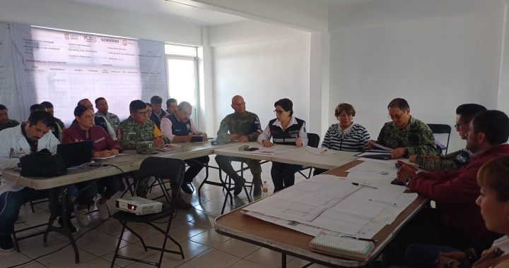 Gobernadora Delfina Gómez, Coordinadora Nacional de Protección Civil y Fuerzas Federales se reúnen en Chalco