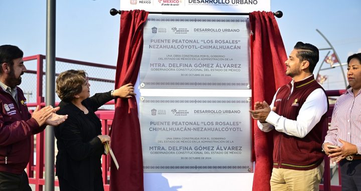 Entrega Gobernadora Delfina Gómez Álvarez puente peatonal «Los Rosales»; une a Nezahualcóyotl y Chimalhuacán 
