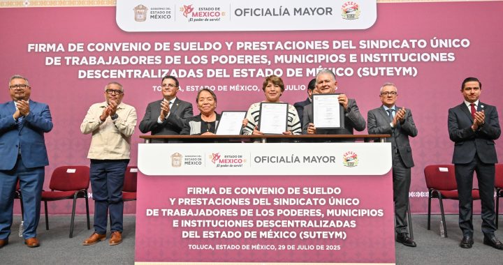 Gobernadora Delfina Gómez Álvarez otorga aumento salarial y mejores prestaciones a más de 43 mil trabajadores del SUTEyM