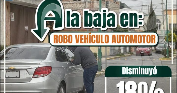 Izcalli disminuye 18% robo de vehículo en los primeros 5 meses de 2026