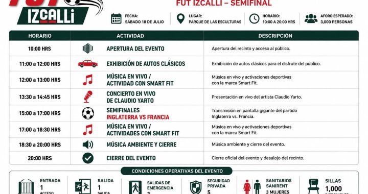 Parque de las Esculturas será sede de una jornada de 10 horas para disfrutar la semifinal del Mundial