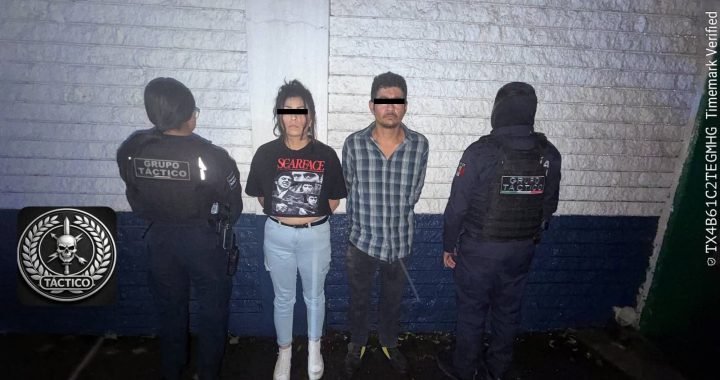 Policía de Izcalli asegura arma larga y presuntas drogas; dos personas quedan a disposición de la autoridad federal